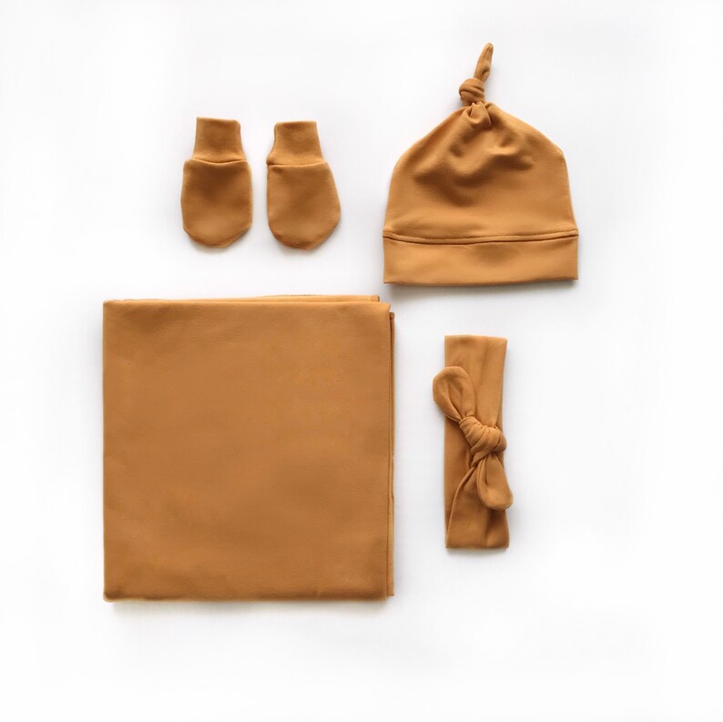 Mustard Swaddle and Hat Honey Swaddle Ochre Baby Blanket Etsy