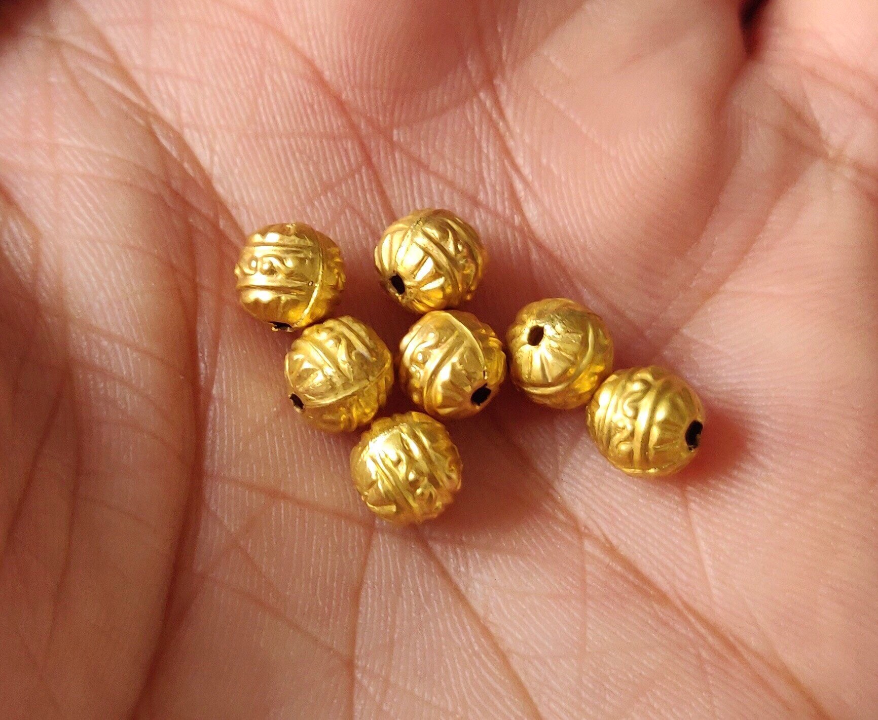 6 mm 22k Solid Yellow Gold Beads Gold jewelry findings DIY Etsy