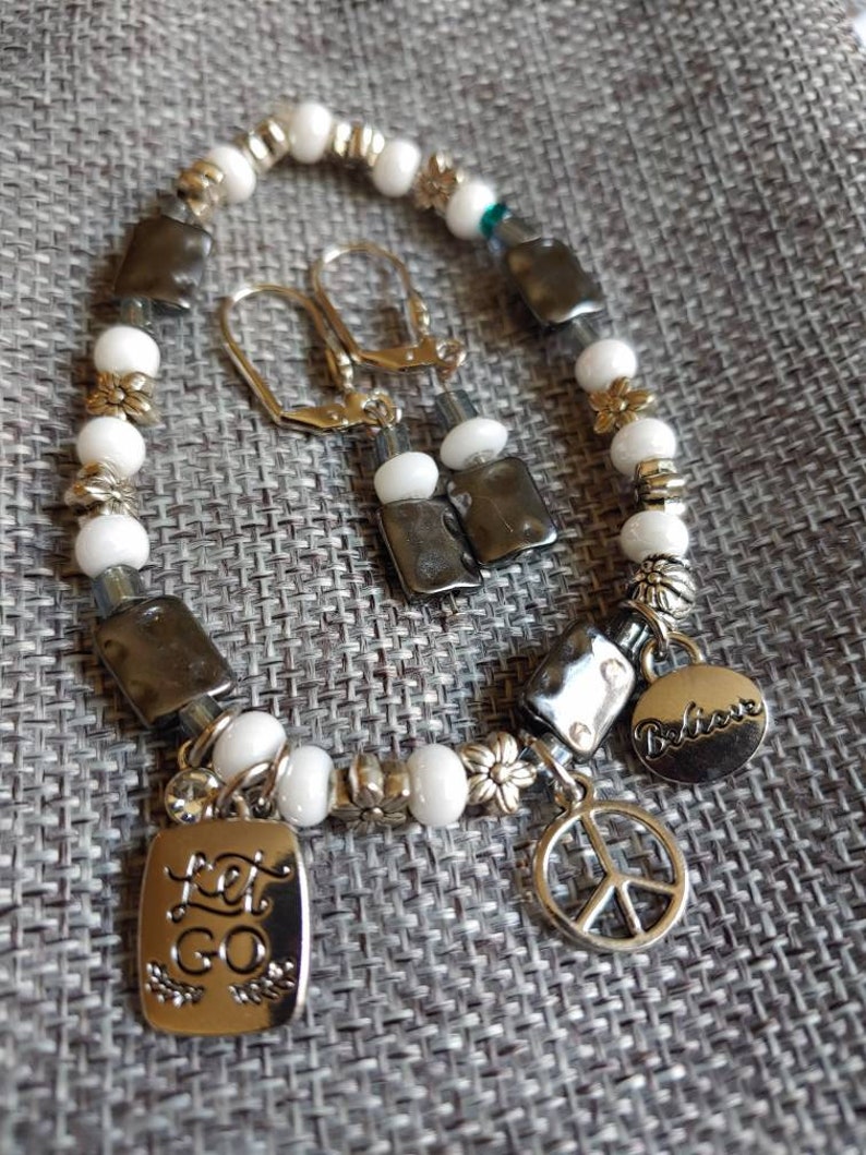 This a beautiful bracelet and earring set Positive Intentions