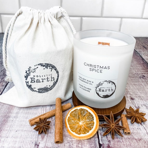 Christmas Spice Scented Candles / Wooden Wick Candle / Soy Scented Candle