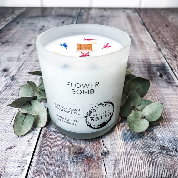 Flower Bomb Scented Candle/ Wooden Wick Candle | Gifts For Her | Scented Candle