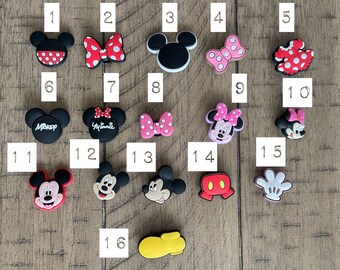 2 x Mickey & Minnie Mouse SHOE CHARMS CROCS JIBBITZ bracelets approprié 2 x Mickey & Minnie Mouse SHOE CHARMS CROCS JIBBITZ bracelets approprié