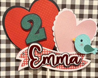Heart Birthday Cake Topper: Personalized Party Decoration