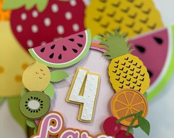 Fruits cake topper, tropical fruits cake topper, twotti frutti cake topper, strawberry cake topper, tutti frutti cake topper