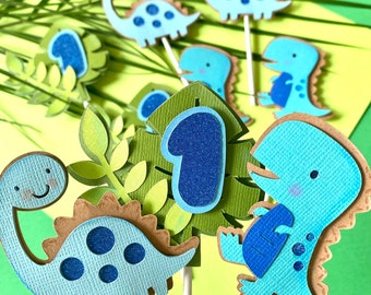Dinosaur Cupcake Toppers: Handmade Dino Birthday Party Decor, Set of 12