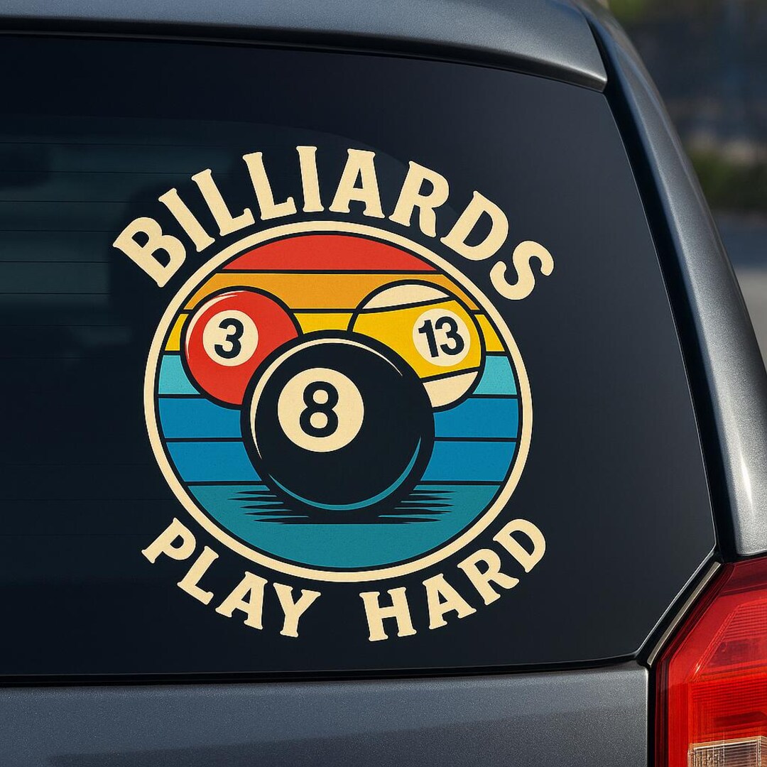 Retro Billiards Decal – Colorful Pool Ball Car Window Sticker, 8 Ball ...