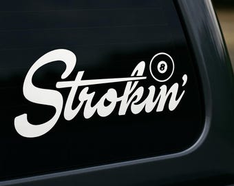 Calcomanía para coche de billar Strokin' 8-Ball / Pegatina de jugador de billar / Vinilo para ventana, regalo deportivo