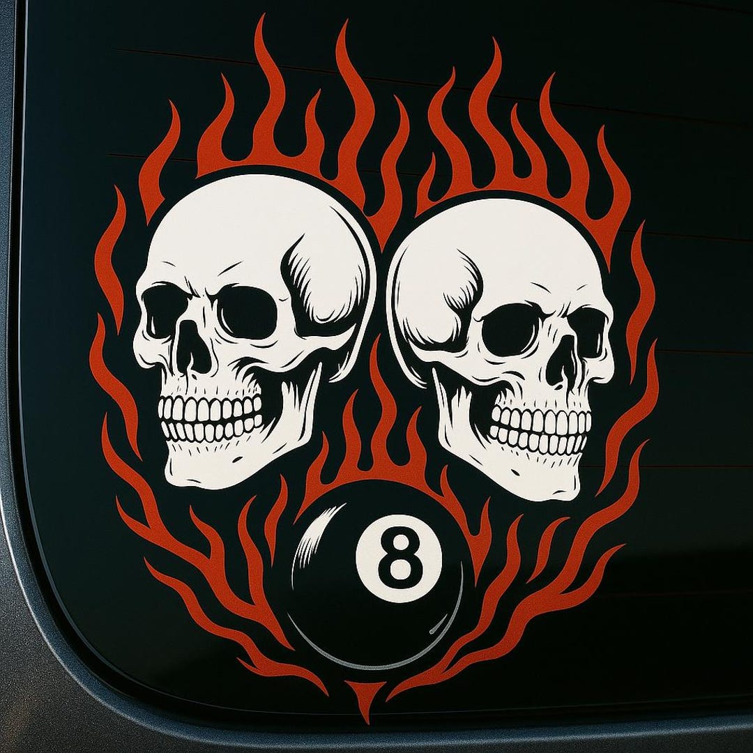 Billiards Skulls 8 Ball Vinyl Decal, Flames Graphic - Etsy
