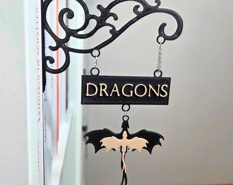 Personalisiert Drachen Genre Tavernen Schild für Sortieren von Büchern, Buchecke Deko fürs Bücherzimmer, Geschenk für Bookies Leseecke