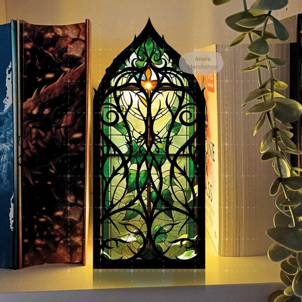 Luminous booknook window, gothic book corner decoration for the bookshelf 3D print Bookish Shelfiedecor, bookshelf reading corner, gothic window