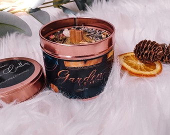 Garden Eden Tin Crystal Candle Candle Rose Rose Candle Petals Petals | Bookish Candle | Book candle the beautiful and the beast