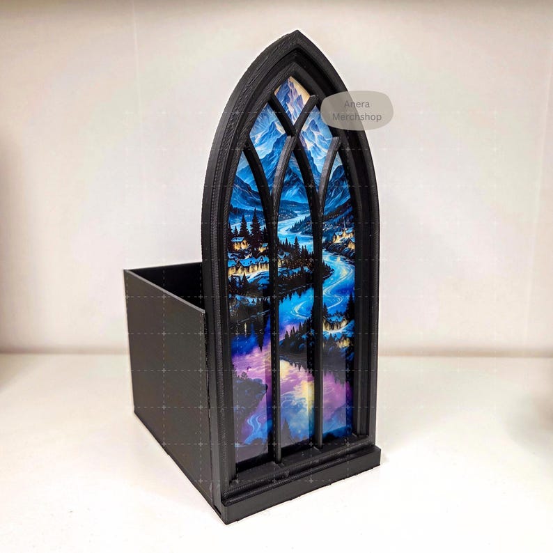 Booknook Fantasy Window City con luz en estilo gótico, decoración para estantería y rincón de lectura, impresión 3D, regalo para amantes de la lectura. imagen 2