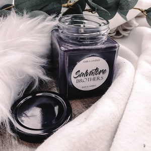 Salvatore brothers vampire candle book candle Bookcandle scented candle candle to series Candle gift made from soy wax Candle in a glass image 2