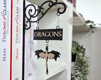 Personalisiert Drachen Genre Tavernen Schild für Sortieren von Büchern, Buchecke Deko fürs Bücherzimmer, Geschenk für Bookies Leseecke