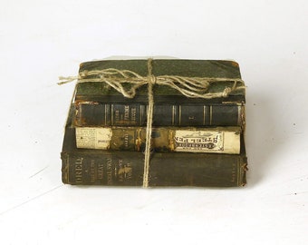 Ultra Distressed Books Stacked and Bound with Twine (3 Tier, Deep Night Black)
