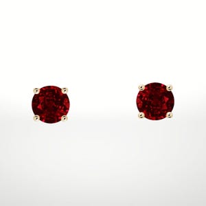 Dainty 14k Gold Vermeil Ruby Stud Earrings: July Birthstone