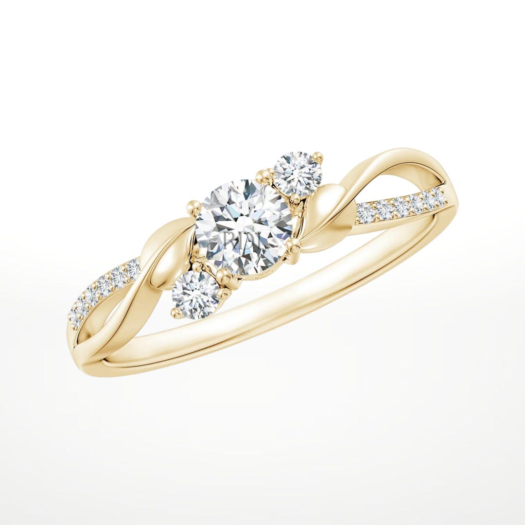 14k Yellow Gold Moissanite Ring: Twisted Vine Engagement Ring - Etsy