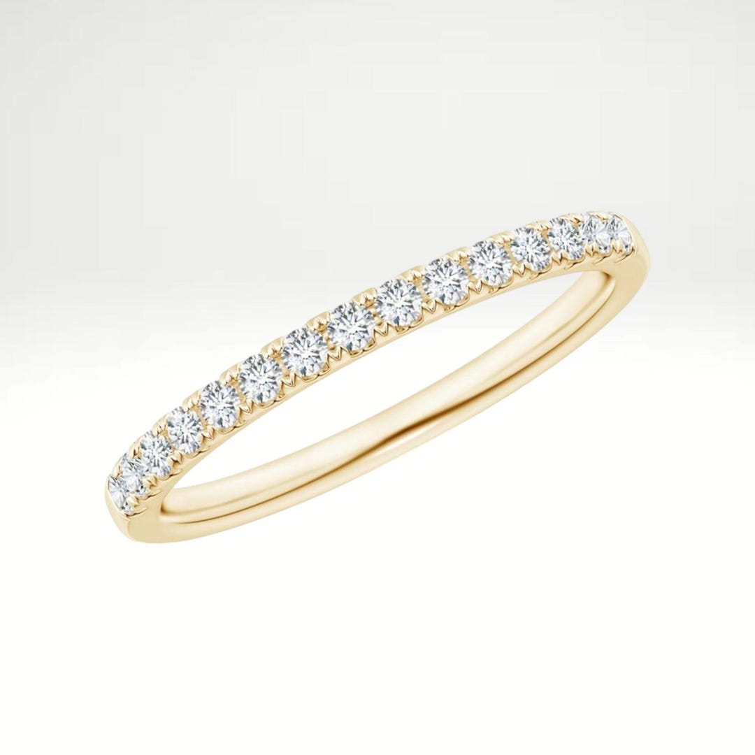 Minimalist Moissanite Half Eternity Ring: 14k Yellow Gold Vermeil Band ...