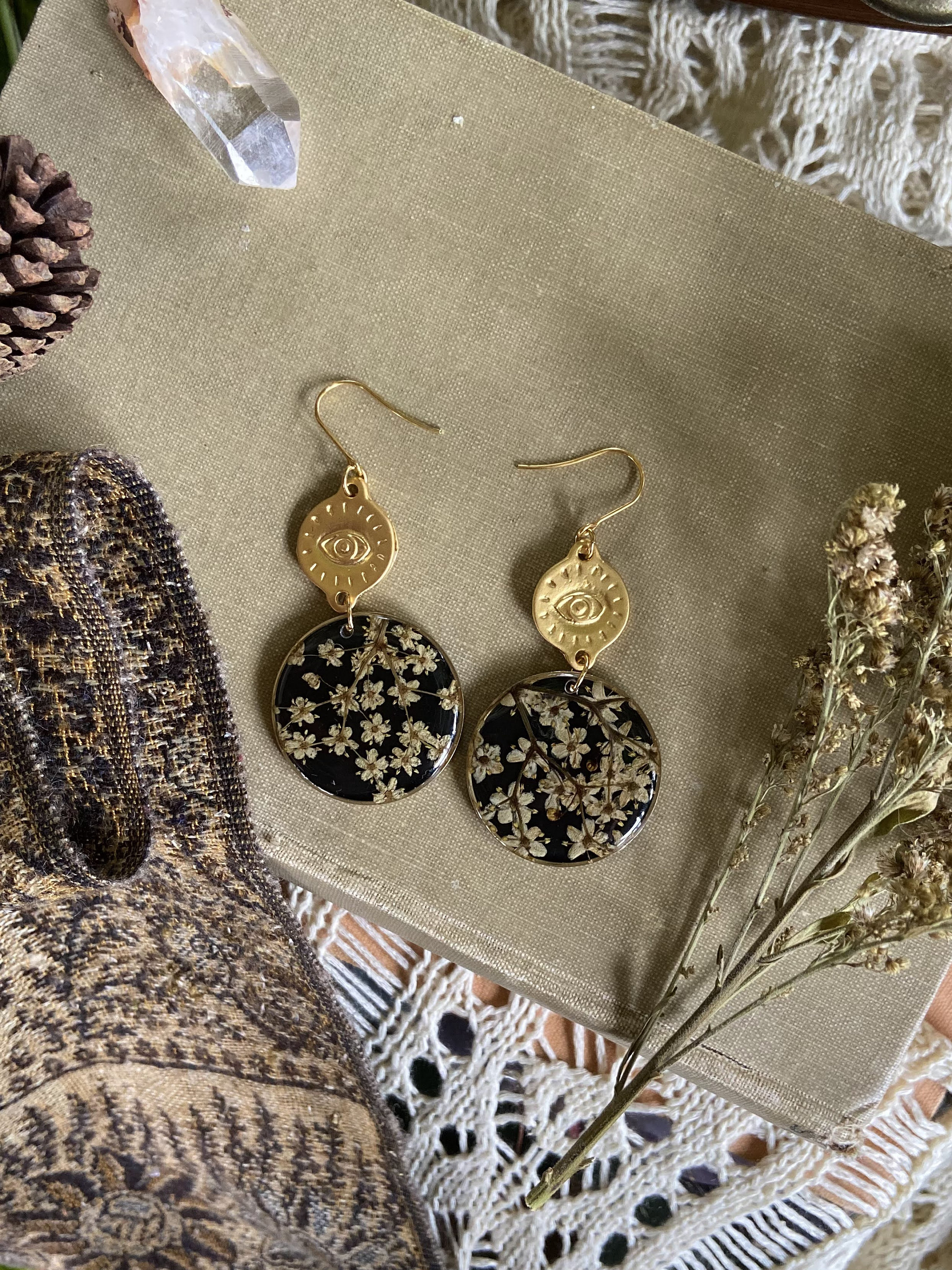 floral jewelry boho jewelry flower earrings resin jewelry