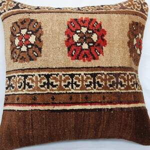 Handwoven Rug Pillow Cover,18&#39;&#39;x 18&#39;&#39;Inches Rug Pillow,Wool Pillow,45 x 45 cm pillow, Decorative Pillow, Big Rug Pillow , Throw Pillow