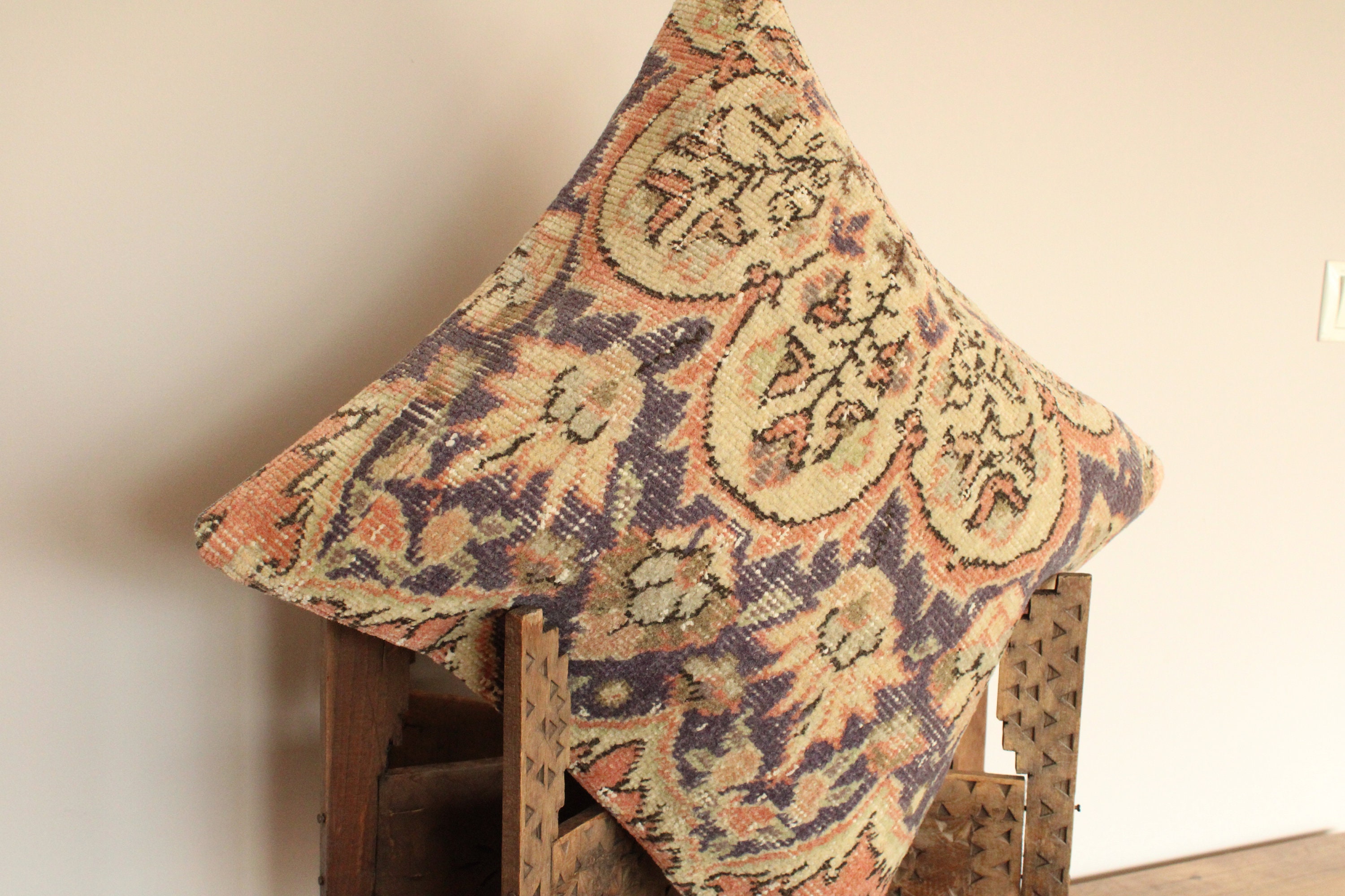 Rug Pillow Cover,vintage Pillow 20''x 20'' , Throw Pillow,wool Pillow