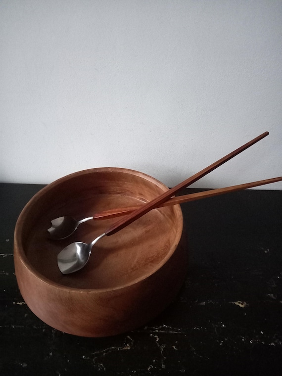 Mid Century Modern ASNI Danish Teak Stainless Steel Salad Servers