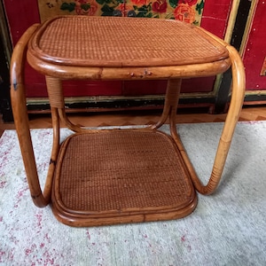 Save30%! Mid Century Modern Vivai del Sud Design Bamboo-Rattan-Wicker side table, nightstand, bedside table Italy 1960s