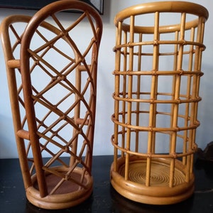 Marvellous Mid Century Modern Rattan Bamboo Wicker umbrella stands,holder, pedestal,1960s-70s,Italy,Vivai Del Sud Style,craftsmanship