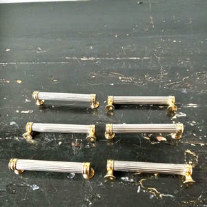 Rare French Mid Century Silver Plated Metal Knife or Chopsticks Rests with Gilt Brass detailing, quality vintage  craftsmanship