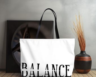 Eco-Friendly Weekender Tote Bags, BALANCE Weekender Tote Bag (White)