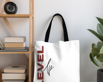 Eco-friendly Tote Bags, Level Up Tote Bags, Small Tote 13”x13”, Large Everything Tote Bag 18”x18” (White)