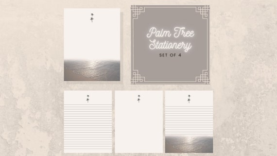Printable Stationery Tropical Palm Tree Beach 8.5x11 Inch | Etsy