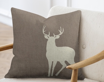 Christmas Reindeer Indoor Pillows, Christmas Decor, Home Decor Woven Pillows, Earth Tone Deer Woven Pillows, Holiday Decorations