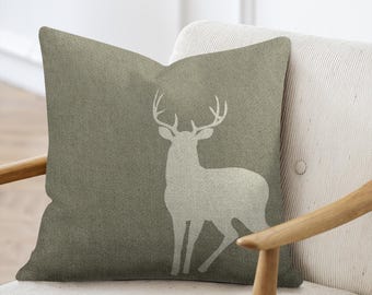 Christmas Reindeer Indoor Pillows, Christmas Decor, Home Decor Woven Pillows, Deer Woven Pillows (Green), Christmas, Holiday Decorations