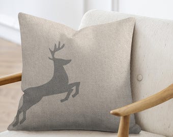 Christmas Reindeer Indoor Pillows, Christmas Decor, Home Decor Woven Pillows, Deer Woven Pillows  (Beige), Christmas, Holiday Decorations