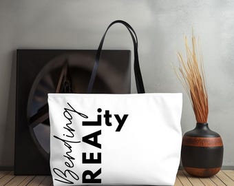Eco-Friendly Tote Bags, Bending Reality Weekender Totes (White)