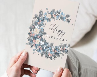 Neutral Tones Birthday Card, Happy Birthday Card, Sweet Sentiments Birthday Card For Friends, Family, Spouse, Special Someone