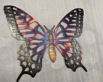 Vintage Look Metal Art Purple Butterfly Wall Hanging Home Decor Sculpture 13/"