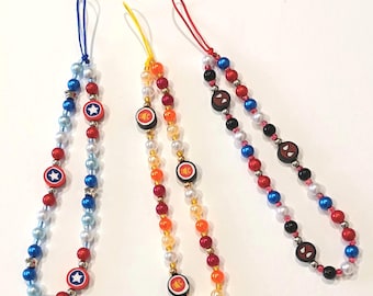 Cordón para celular de los Vengadores - Correa de muñeca con cuentas hecha a mano
