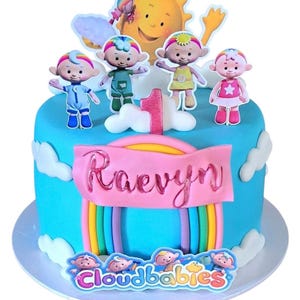 Cloudbabies Cake Topper Set – Personalised 1st/2nd Birthday Decor | CBeebies Theme | 240 gsm Cardstock, UK delivery image 1