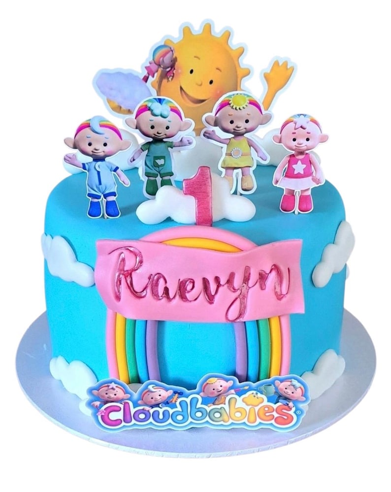 Cloudbabies Cake Topper Set – Personalised 1st/2nd Birthday Decor | CBeebies Theme | 240 gsm Cardstock, UK delivery image 1
