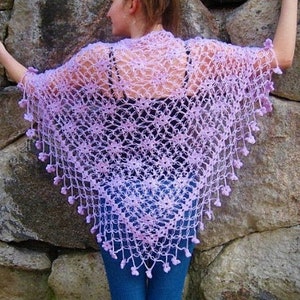 Knit shawl Crochet purple shawl wrap Large romantic shawl