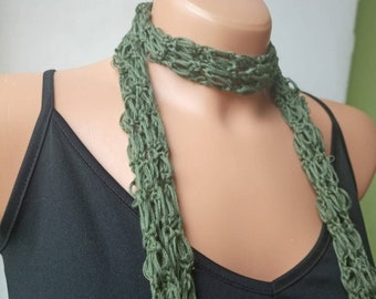 Skinny sjaal Groene moerassjaal Gebreide dunne sjaals Stropdas sjaal Lange zomersjaal voor dames