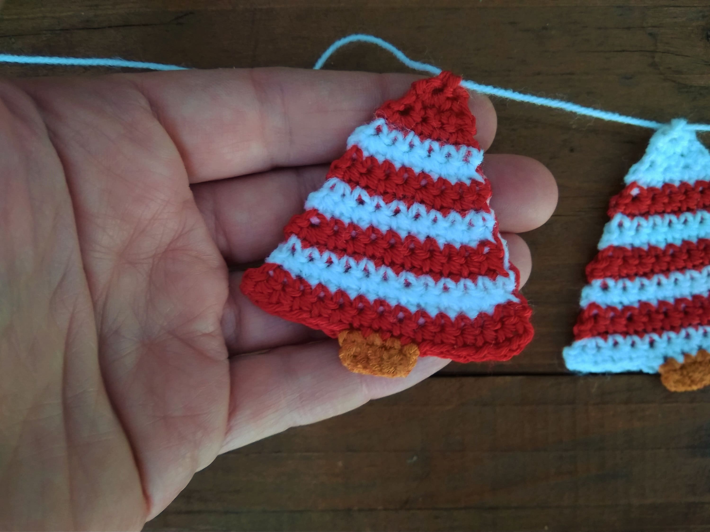 Crochet Christmas tree garland Hand knitted miniature tree Etsy