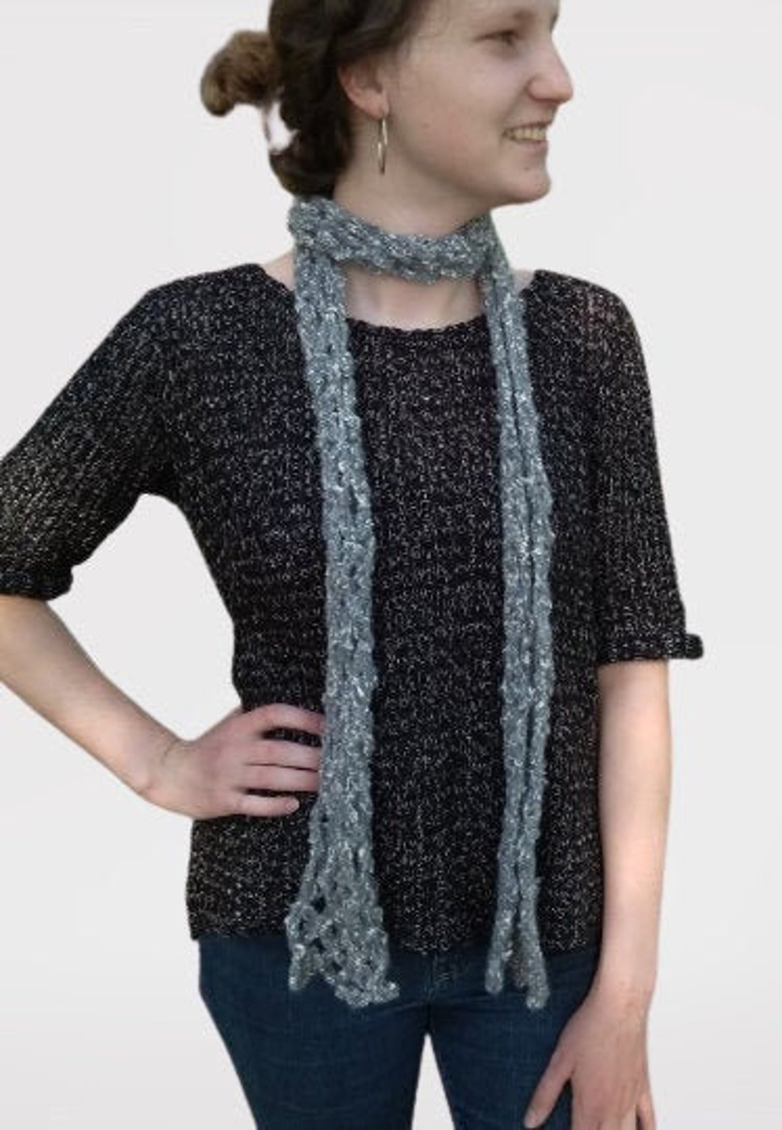 Knit thin scarves Crochet skinny scarf Crocheted long narrow Etsy