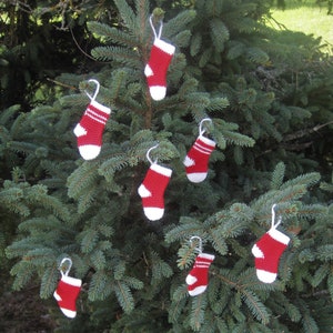 Crochet Christmas tree ornaments Knit mini stocking Christmas miniature garland Christmas gift idea
