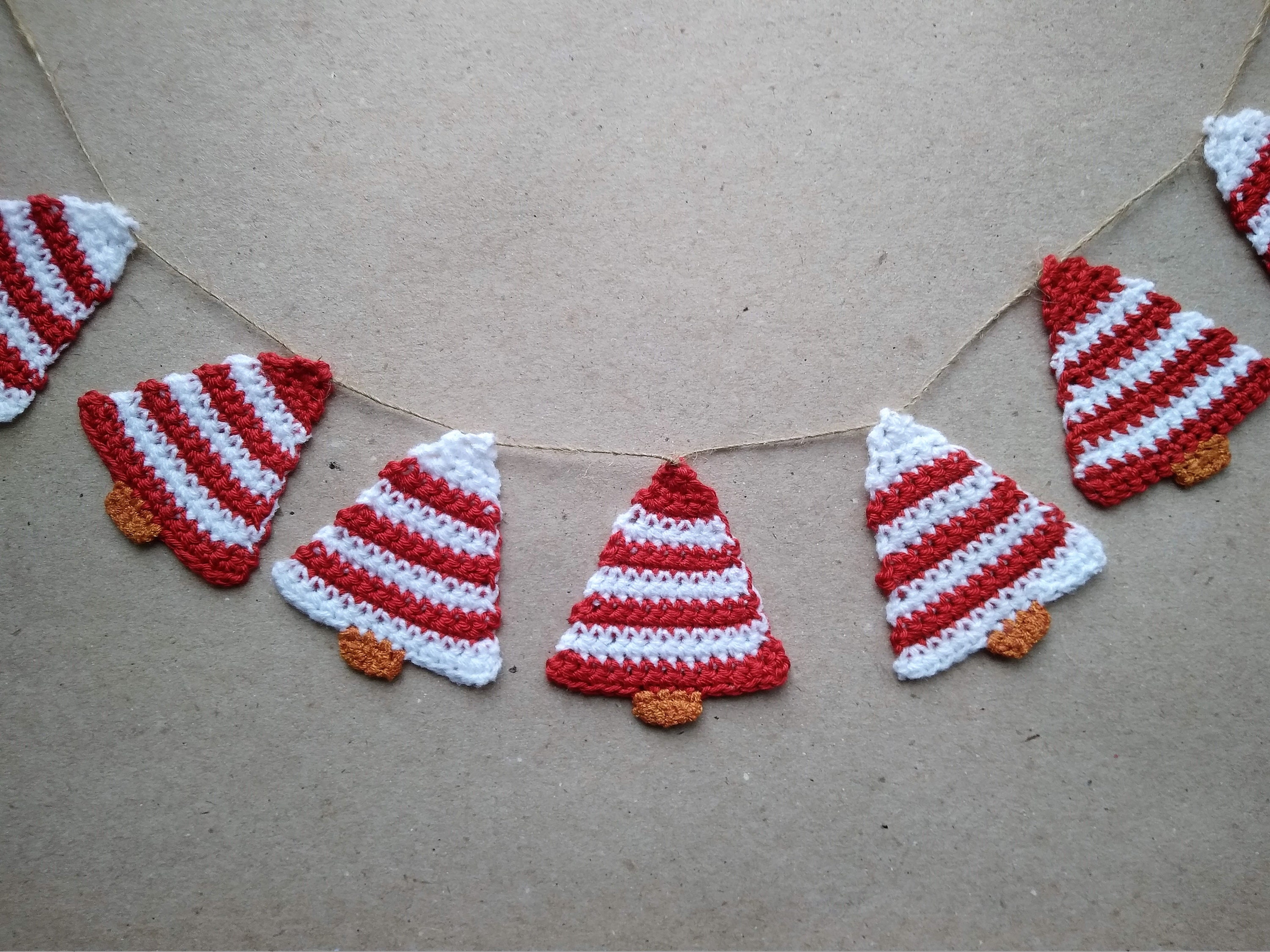 Christmas tree garland Mini Christmas ornament Knitted | Etsy