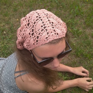 Cotton bandana crochet Knit kerchief Summer head scarf