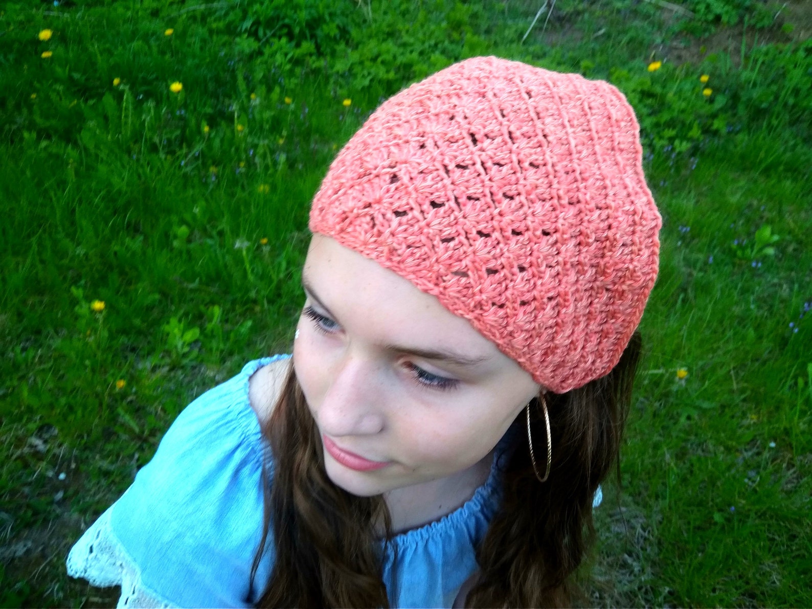 Hand knitted bandana Crochet kerchief Knit boho head scarf for Etsy
