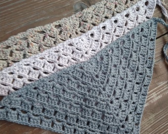 Crochet babdana cotton Hand knit kerchief Rustic head scarf